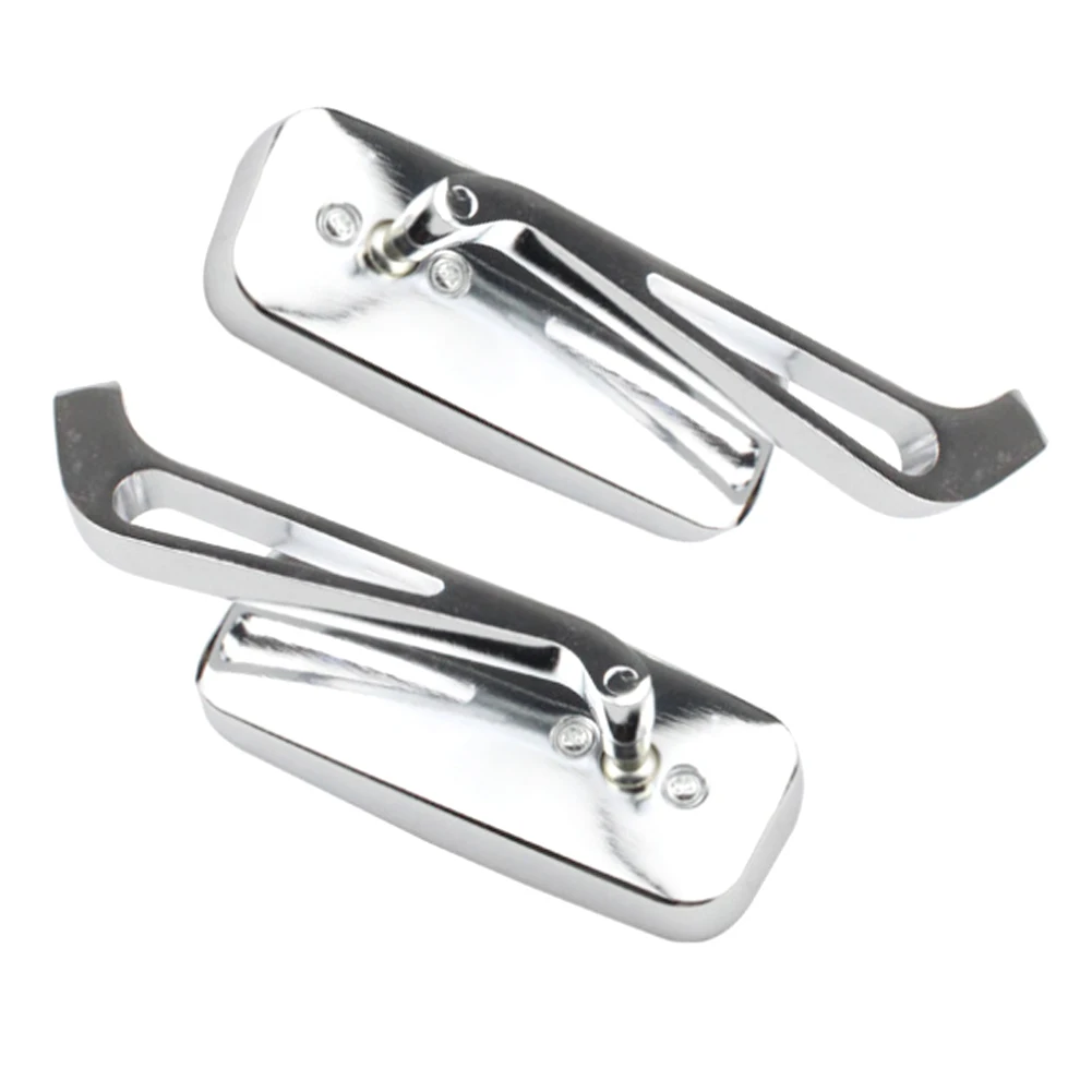 Chrome 8mm 10mm Motorcycle Rectangle Rearview Side  Mirrors For Harley Cruiser Bobber Chopper Softail Dyna Breakout FXSB