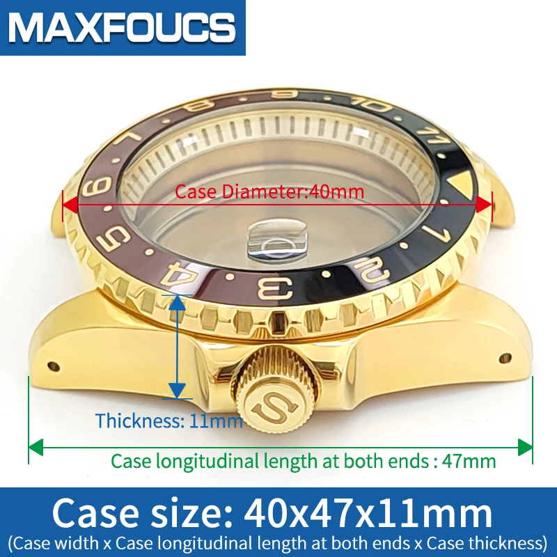 Stainless Steel Set 3\'o Clock SUB Watch Case Shiny For KX007/009 NH35 4R36 Movement Mineral Glass Crown Watch Part