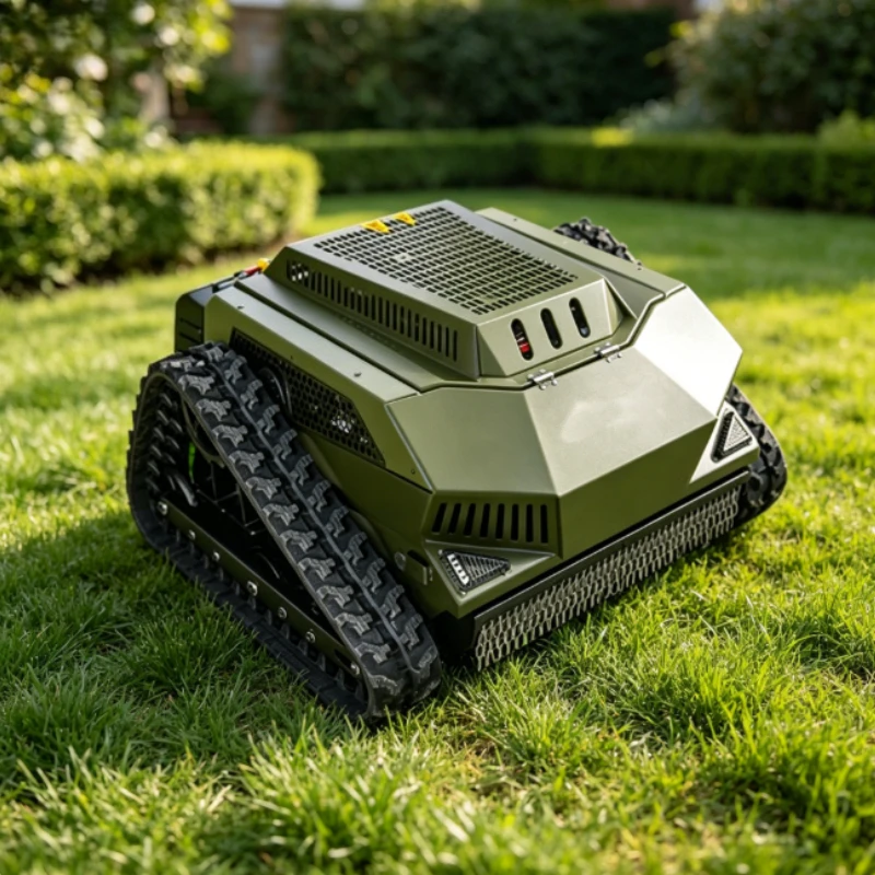 Tracked RC Lawn Mower Four-stroke Gas Motor Crawler Grass Cutter For Park Landscape Wasteland Hillside Orchard