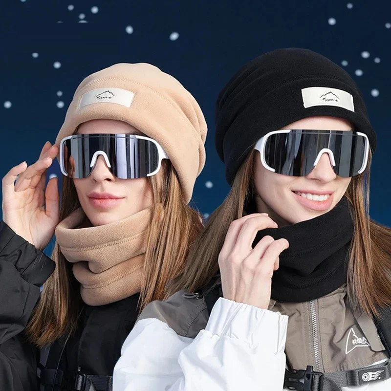 Winter Austrian Fleece Hat Scarf Set Fleece Warm Ear Protector Pullover Hat Men's and Women's Outdoor Cycling Cold-proof Cover