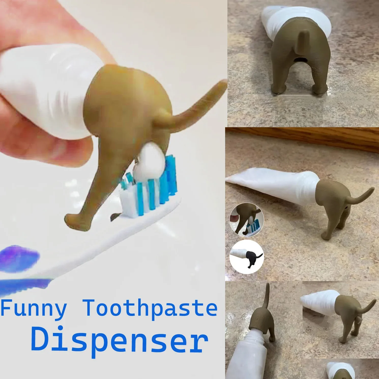 Pooping Dog Butt Toothpaste Topper Funny Toothpaste Dispenser Creative Bathroom Toothpaste Accessory for Kids and Adults