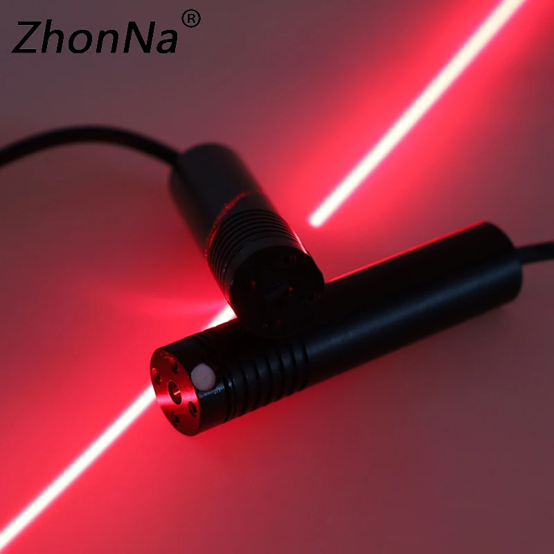 638nm Red, Straight Line Laser Module, DC 5521 Line Glass Lens, Industrial Diameter 16mm Optical Instrument, DC Iine 1m, Adjusta