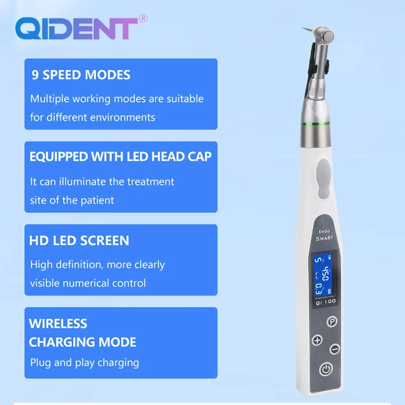 Dent 16:1 Contra Angle Wireless  EndoMotor With LED Lamp 9 Modes Endodoncia Reciprocante Dental Endo Motor