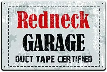 JP's Parcels Tin Signs Man Cave Décor - Metal Sign 12 x 8 in. Redneck Garage Duct Tape Certified