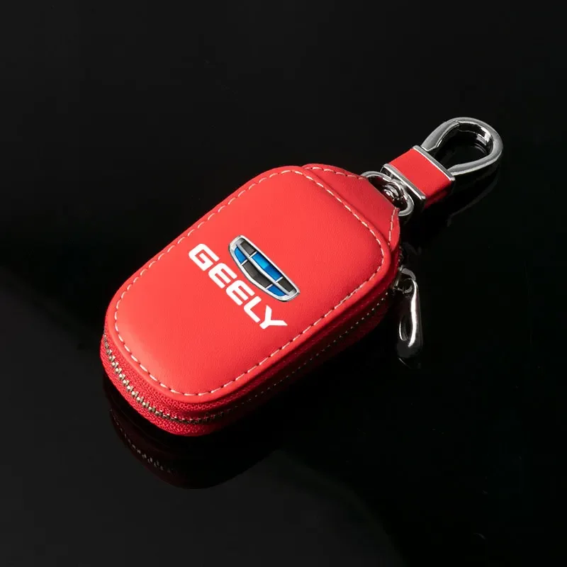 Car key chains shield Leather Keycase key cover wallet Key Ring For Geely geometry C Emgrand Gc6 Gx3 Ec7 Atlas Coolray Cross NL3