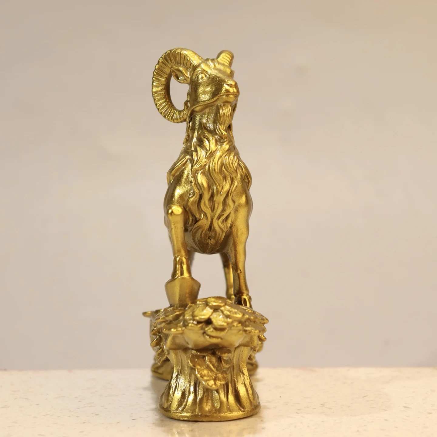Old Brass Coin texture bellwether Goat Cornucopia sycee Pine and cypress base Study screen Amass wealth Town house Exorcism