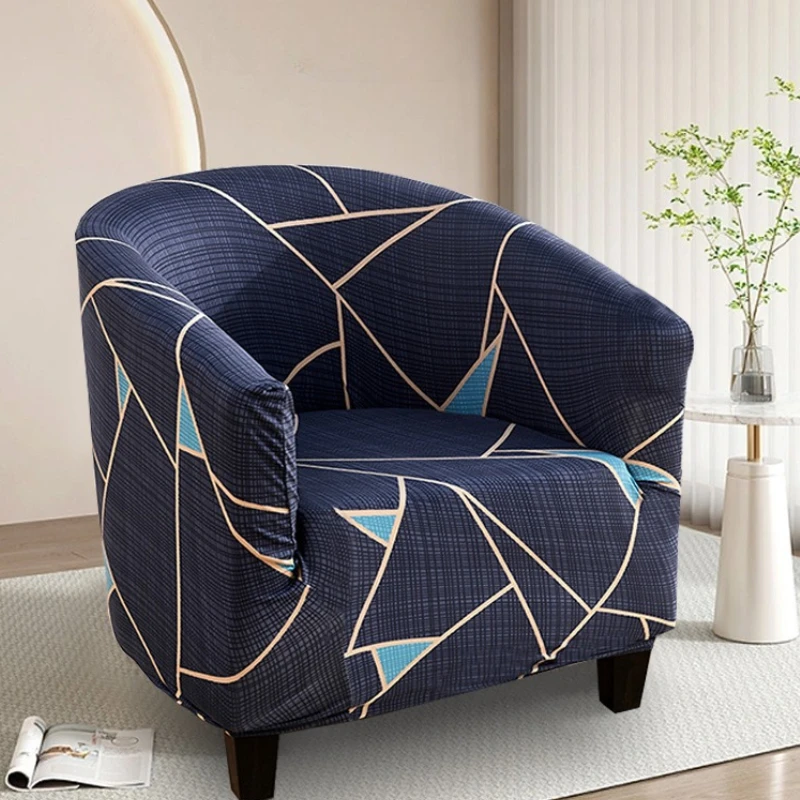 Milk-Silk Fabric Curved Single Sofa Cover Printed Comfortable Semicircular Sofa Cover All-Season Universal Cafe Small Seat Cover