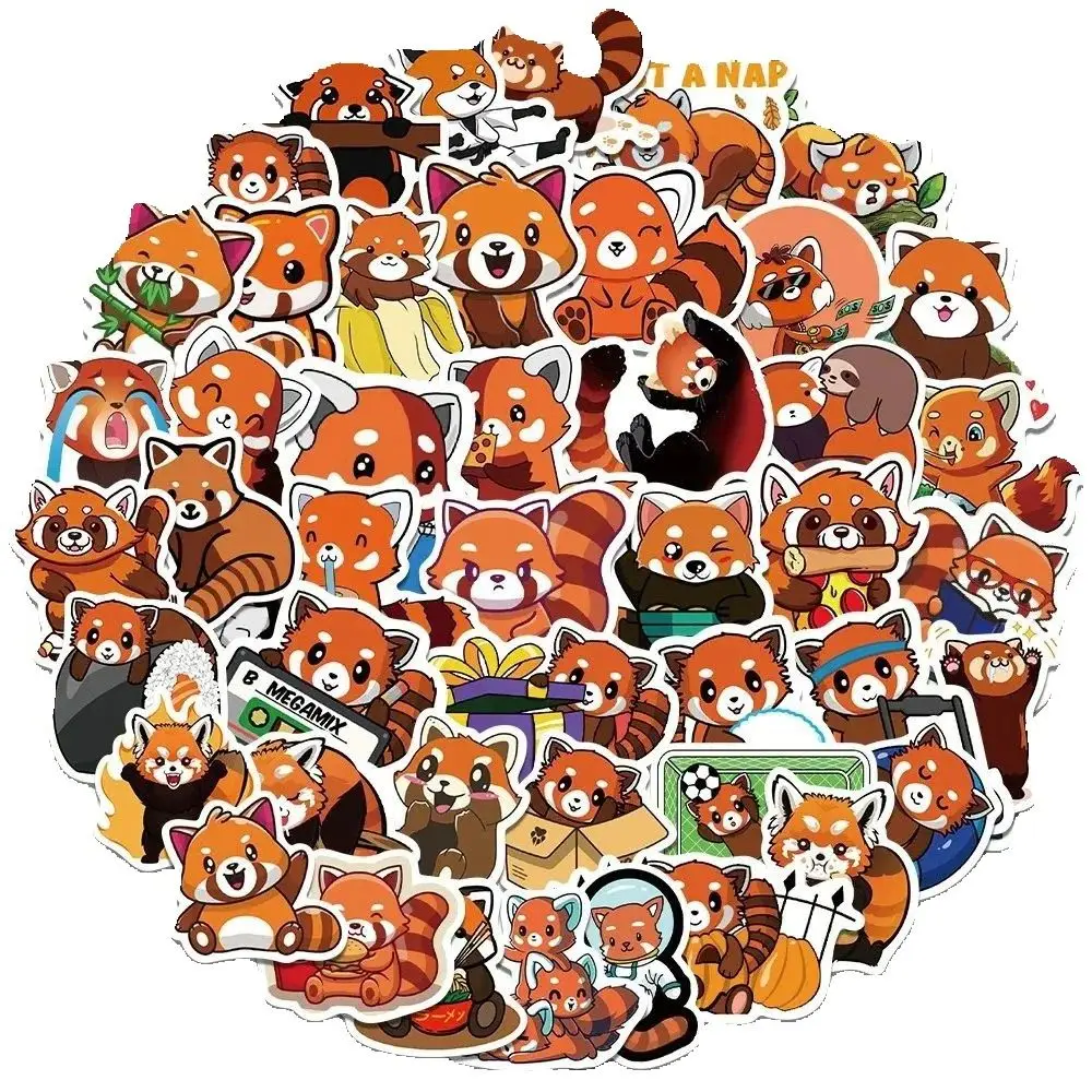 50PCS Cartoon Cute Red Panda Sticker Graffiti IPad Luggage DIY Cup Skateboard Laptop Helmet Decoration