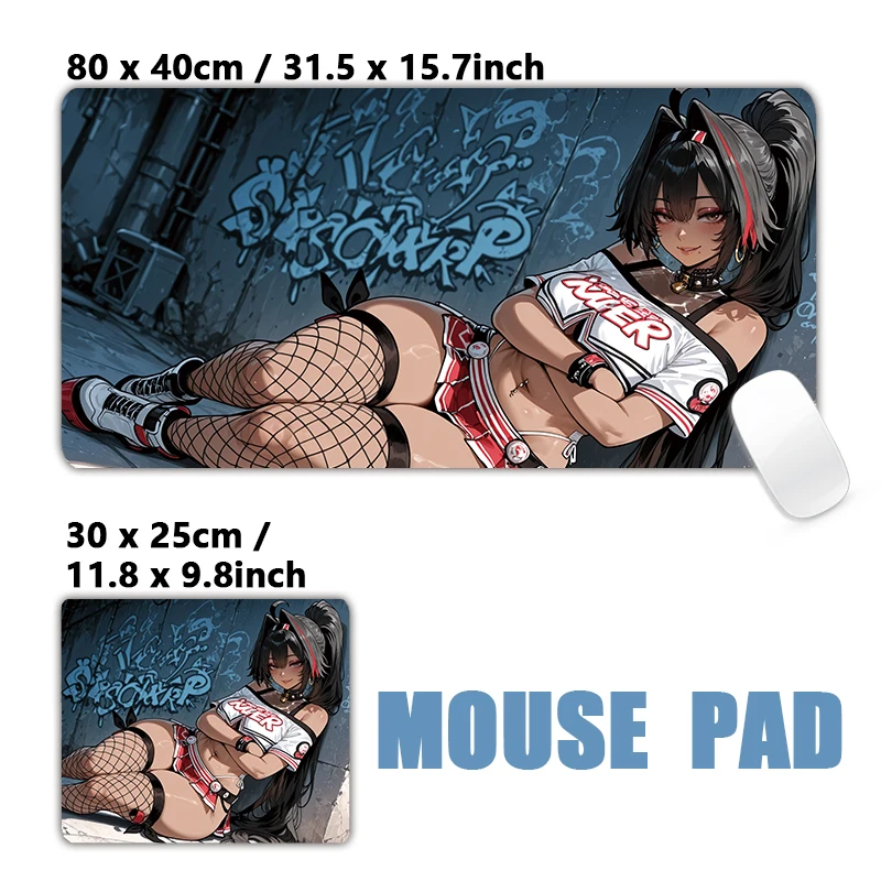 Fashion Beautiful Anime Girls in Urban City Style Art with Street Graffit XXL Gaming Mousepad Keyboard Desktop Mat Mouse Pad