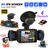 4 Cameraes Dash Cam 1080P Front and Carbin rear view camera Night Vision Parking Monit Car DVR 3way Car Video Recorder With Gift