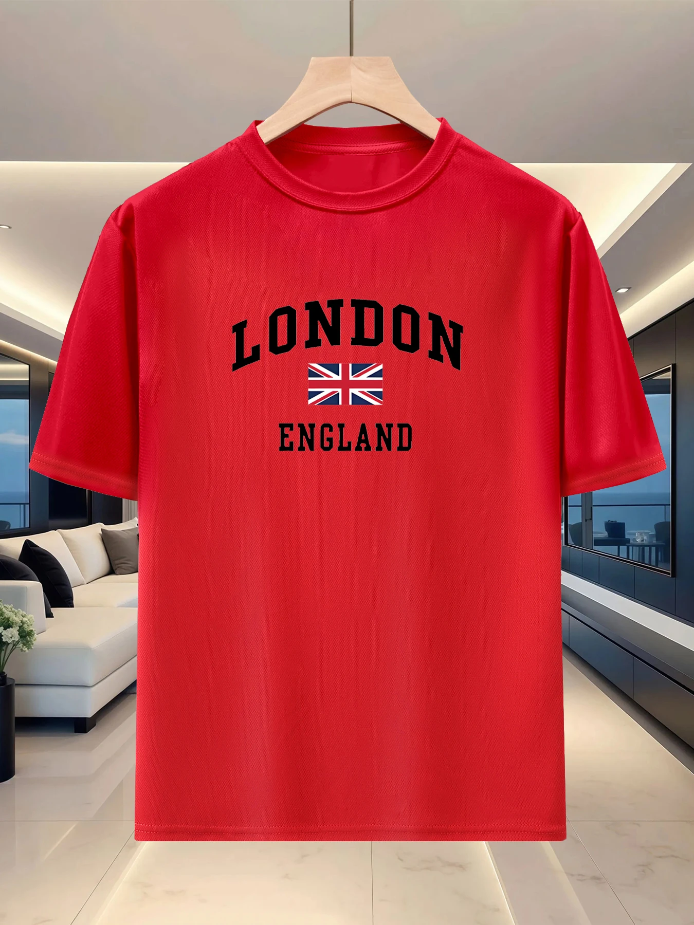 Men's summer short-sleeved quick-drying breathable T-shirt with European-style letter print and round-neck casual top