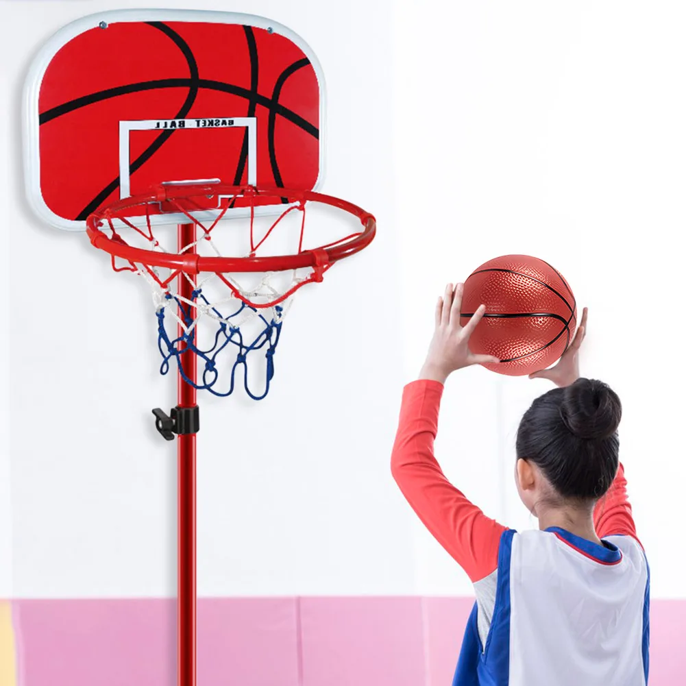 Mini aro de baloncesto con pelota y bomba, aro de baloncesto portátil, juego interior y exterior para niños