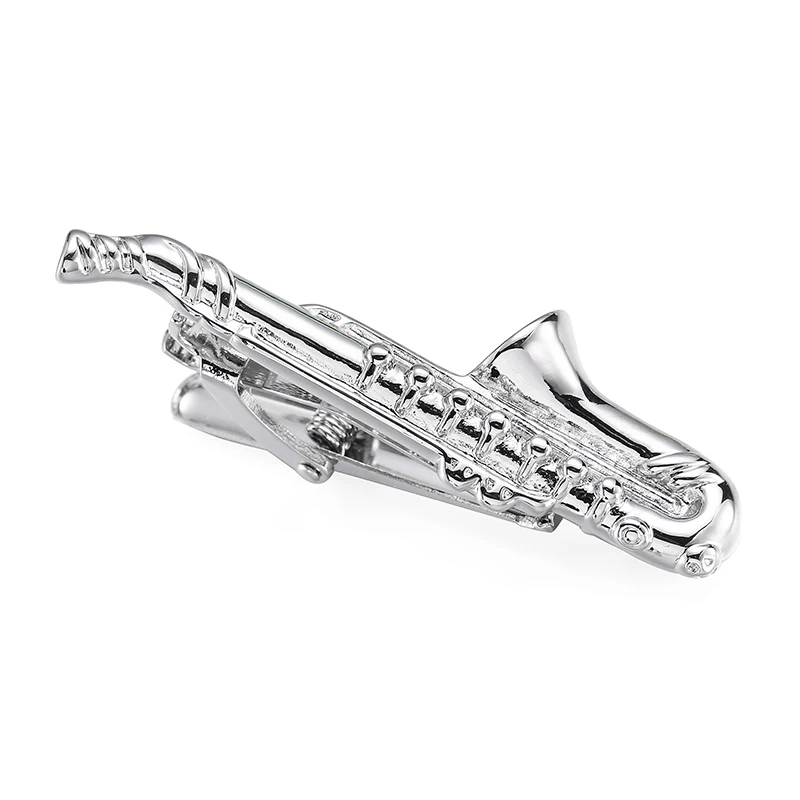 New copper material music three color saxophone tie clip fashion men's wedding tie pin clothing accessories wholesale