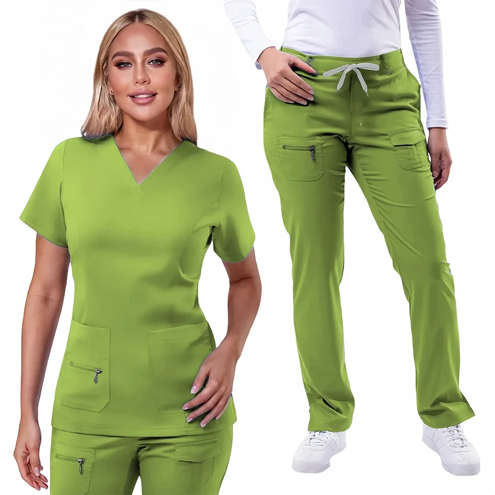 새로운 간호사 액세서리 여성 의료 유니폼 병원 의사 스크럽 세트 치과 진료소 미용실 스파 애완 동물 작업복 의류