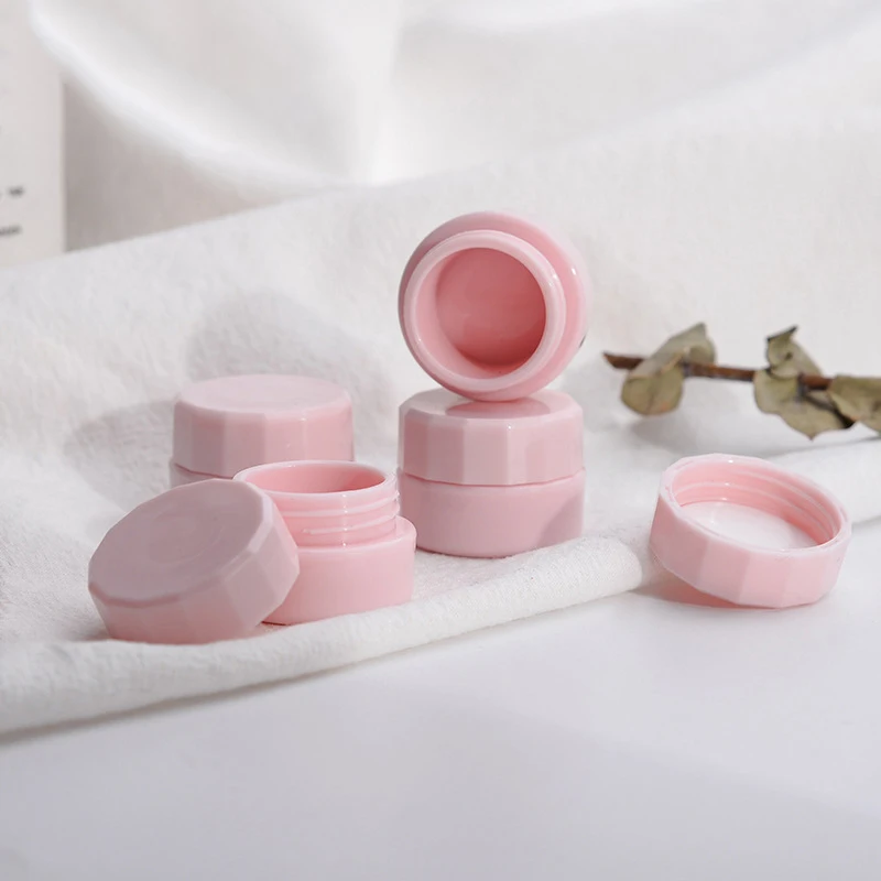 

5PCS 3/5g Empty Plastic Nail Art Cosmetic Round Containers Jar Small Sample Cream Pot Nail Gel Powder Box