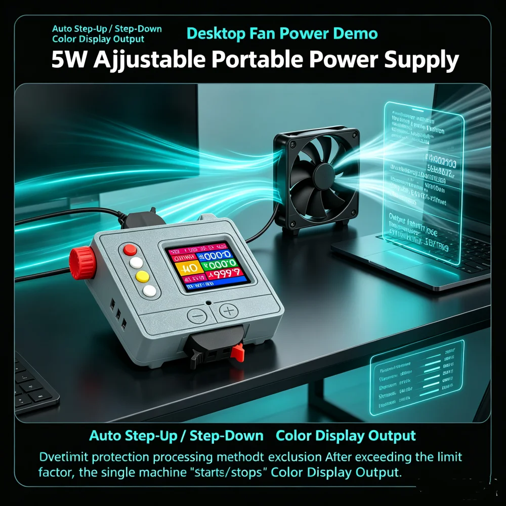 Portable Power Bank TFT Color Screen Mini Power Supply module Test Power Supply 18650 Powered Buck-Boost Power Supply DIY
