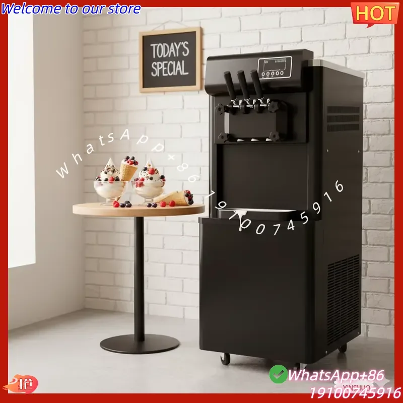 Коммерческая машина для мягкого мороженого 2026 года, 220В/110В, 3 вкуса, из нержавеющей стали, для молока и воды, энергосберегающая, высокоэффективная