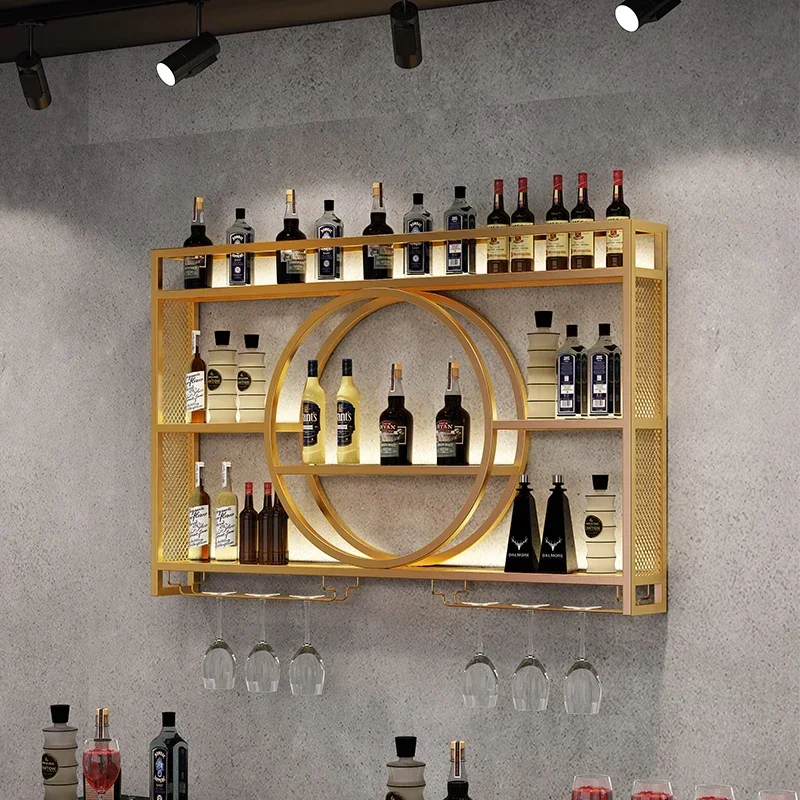 Luxury Modern Cabinet Wine Wall Mount Display Gold Shelf Shelves Wine Rack Bottle Holder Wino Furnitures