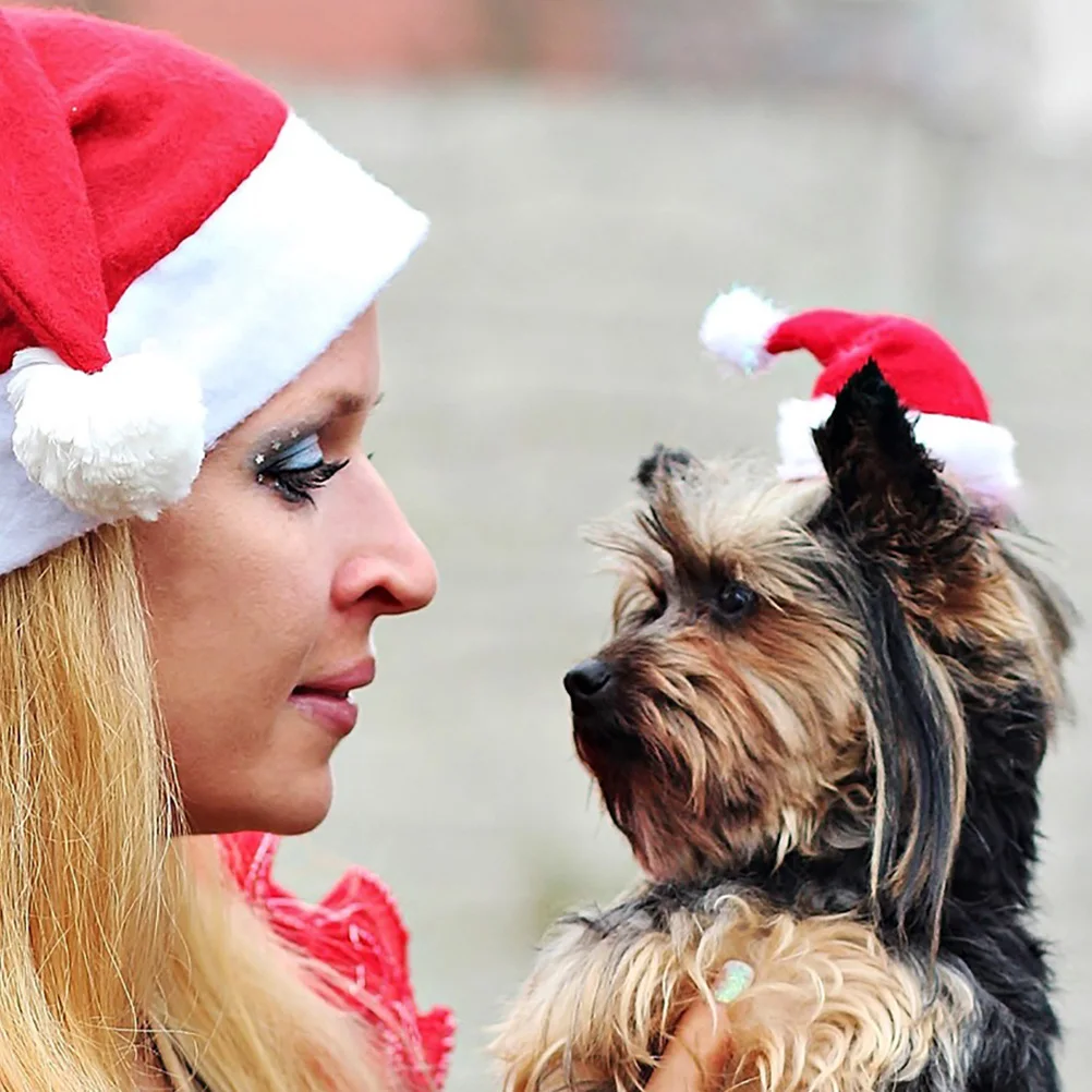 

4Pcs Pet Christmas Hat Lovely Dog Costume for Merry Celebrations Red Color Standout Design for Photos Dog Christmas Hat