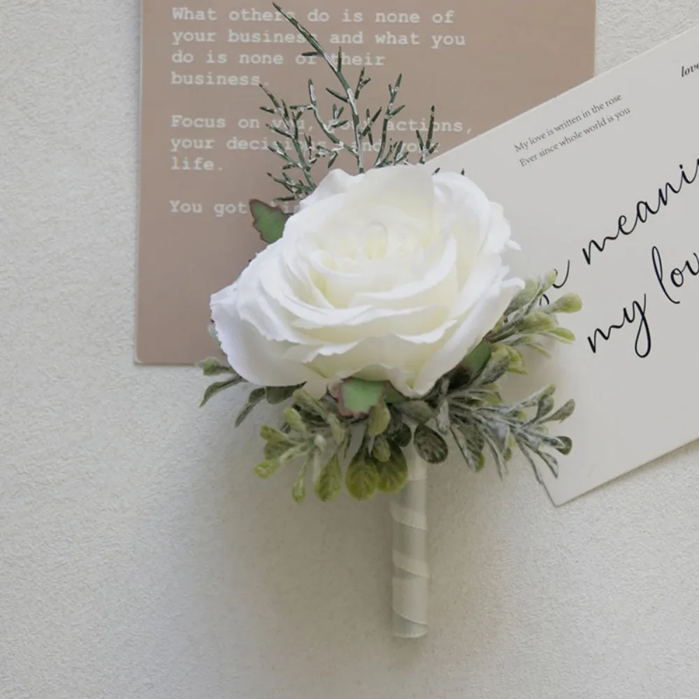 العاج الحرير الوردي العروة الزهور للرجال الضيوف سوار Demoiselle D Honneur Mariage لوازم الزفاف