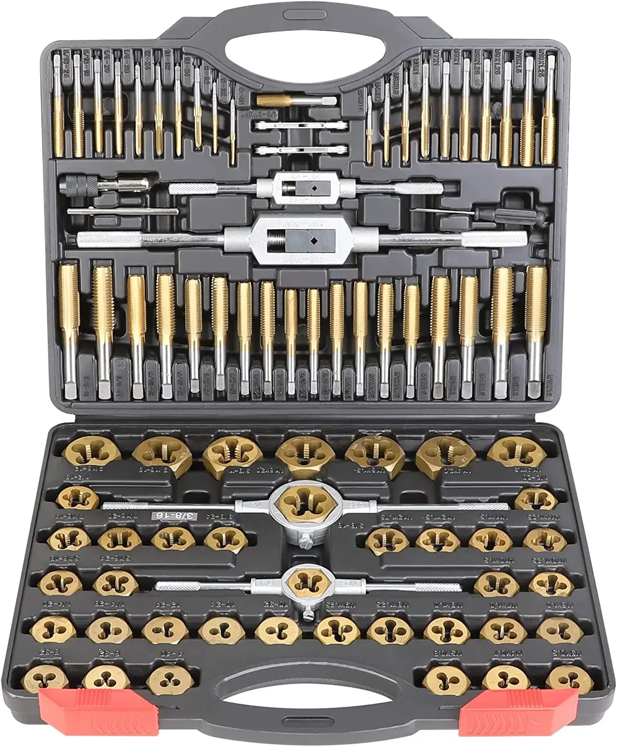 86 pcs Professional Steel SAE Metric Tap & Die Mini Thread Hand Tools Set with HSS Coarse and Fine Teeth