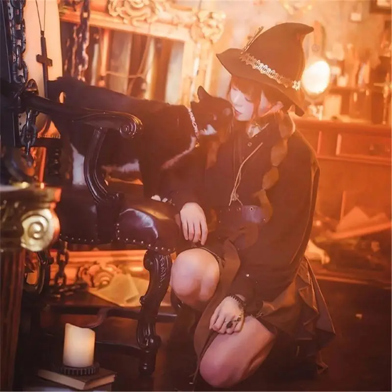 Chapeau sorcière d'halloween 39BD, chapeau magicien rétro délicat pour mascarade, accessoire Costume Cosplay à