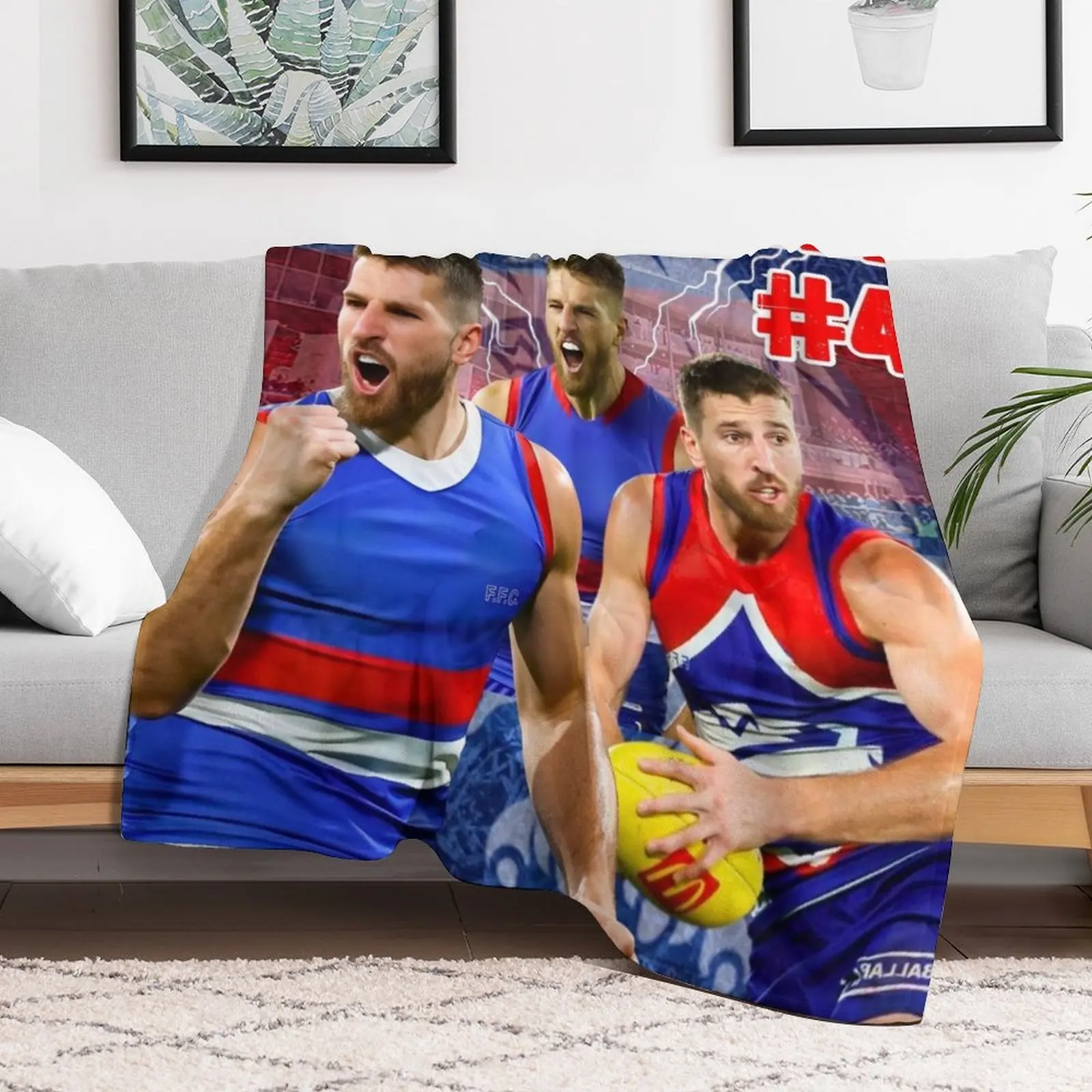 Marcus Bontempelli Western Bulldogs AFL Footballer Throw Blanket Fade Resistant Durable Throw Blanket
