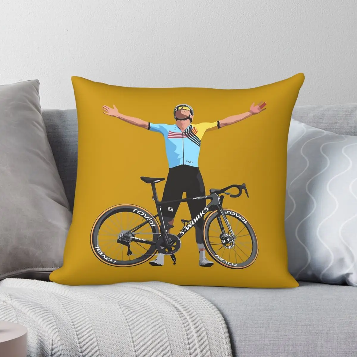Декоративная наволочка Remco Evenepoel Racing Cyclist из полиэстера, льна и бархата с узором, на молнии, оптом