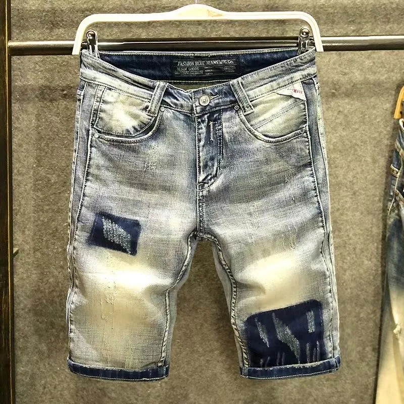 Summer New Fashion Trend American High Street Retro Straight Leg Denim Shorts Men's Casual Loose Sports High-Quality Shorts