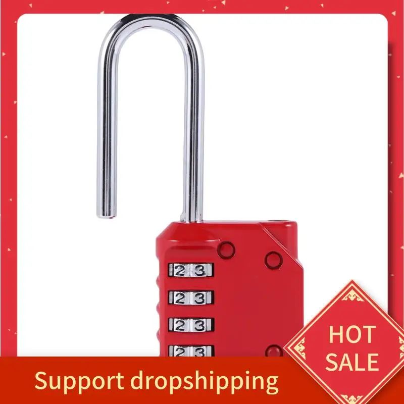 

B44C 4 Pack Code Padlocks, 4 Digit Long Shackle Resettable Pad Lock For Outdoor Gate, Shed, Fence, Hasp Storage, Gym Locker