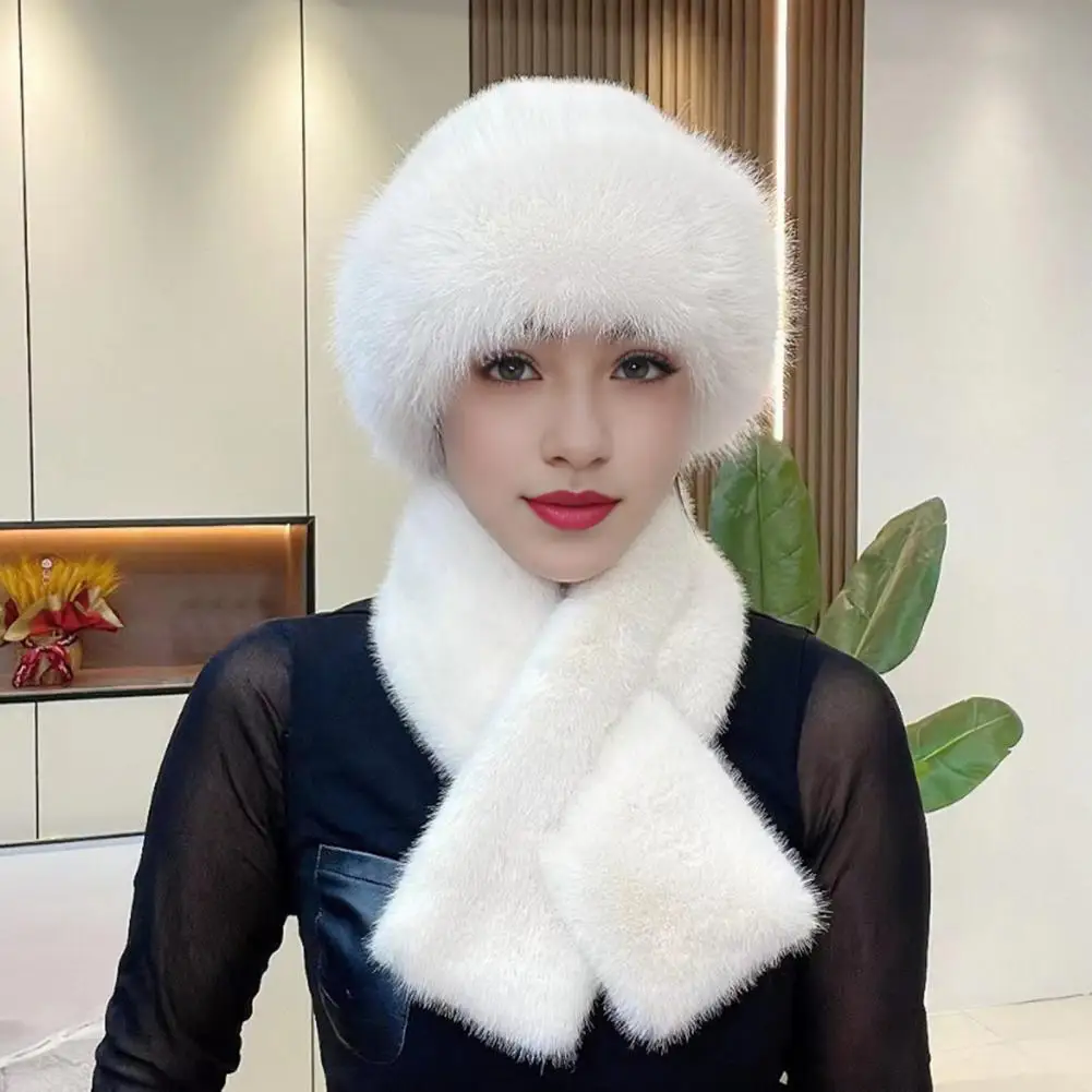 

Warm Lightweight Hat Scarf Winter Outdoor Cap Women's Winter Hat Scarf Set with Fuzzy Plush Windproof Heat Retention for Cold