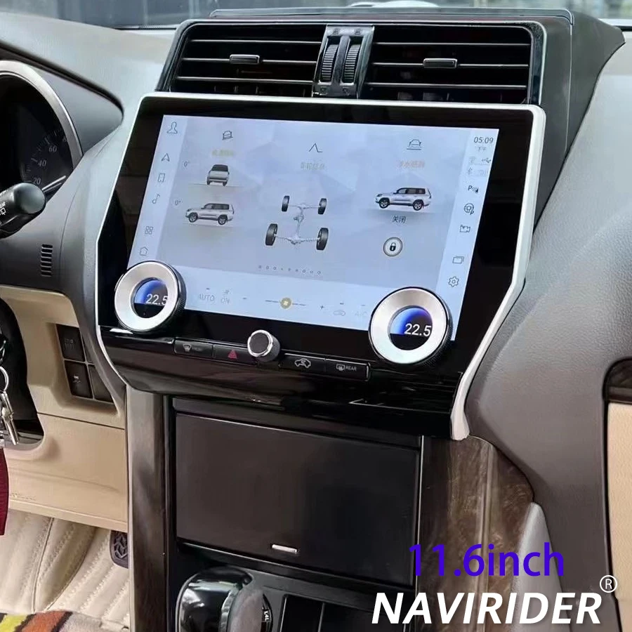 AHD Carplay BT Android 13 Navirider Car Radio QLED Car Multimídia Player HU For Toyota Prado 2010-2022 GPS 11.6inch Navi Stereo