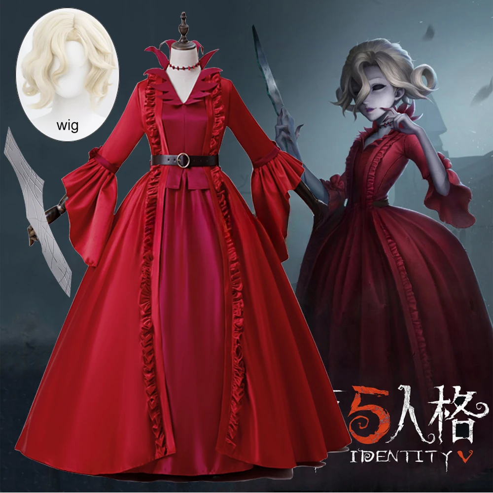 Game Identity V Cosplay Costume Bloody Queen Mary Bloodbath Red Long Dress Women Halloween Carnival Evening Party Ball Clothes