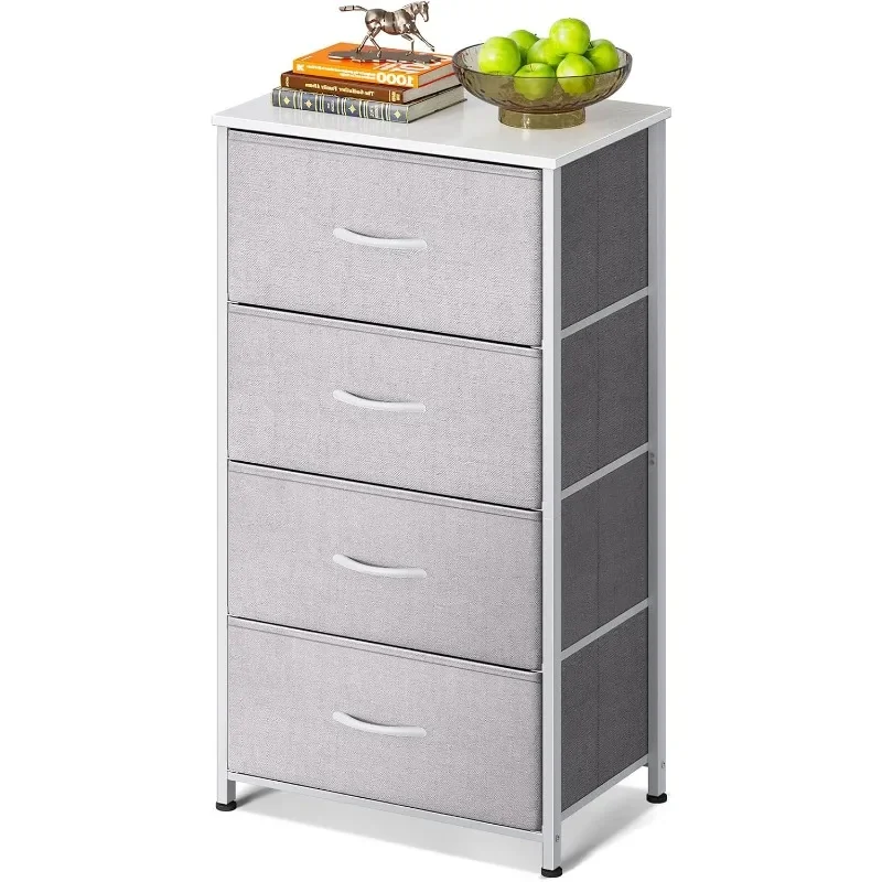 

Dresser for Bedroom with 4 Storage Drawers, Small Dressers Chest of Drawers Fabric Dresser with Sturdy Steel Frame