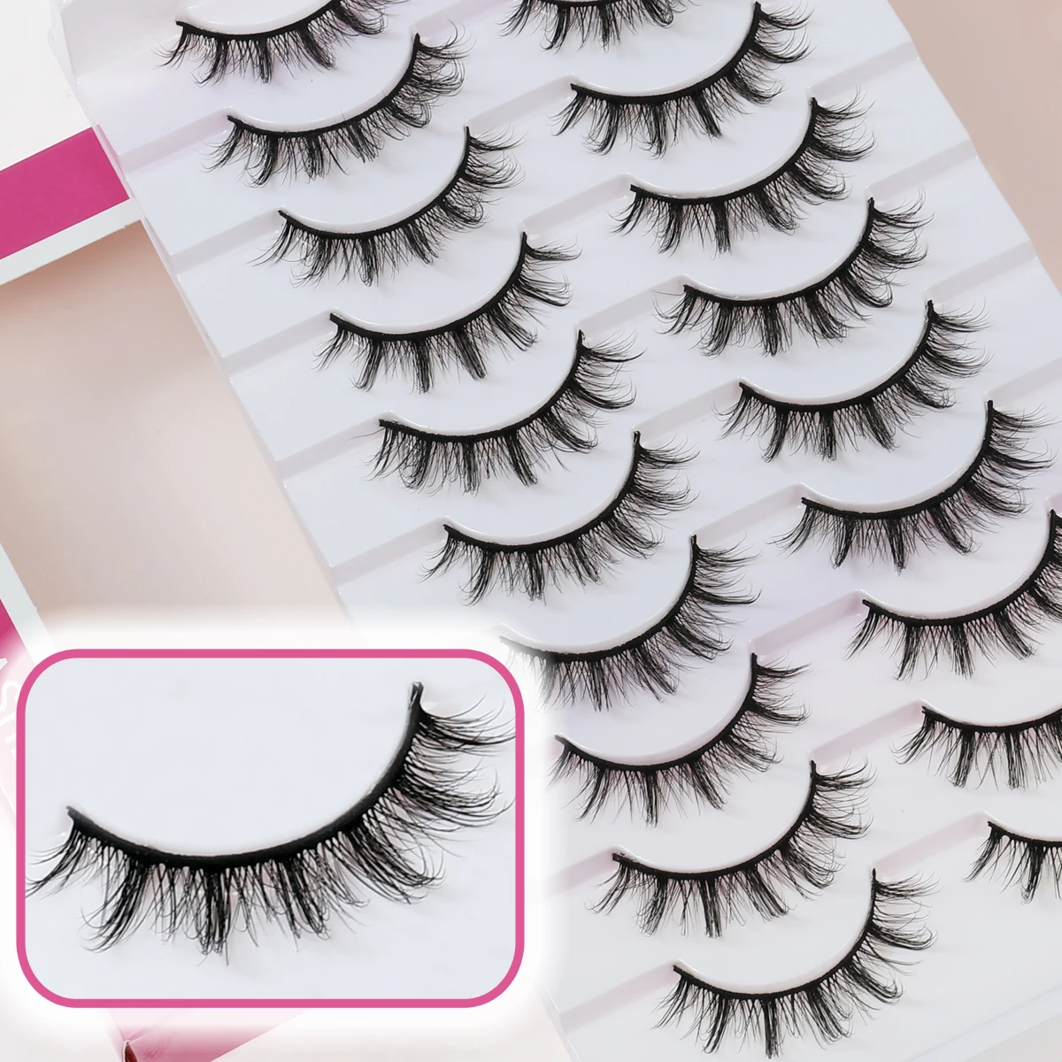 Xuanfeiwu Natural Realistic Fluffy Anime Eyelashes, One-Piece Party Light Makeup Easy-To-Apply Hard Stem False Eyelashes for Daily Work DIY Self-Grafting Eyelashes