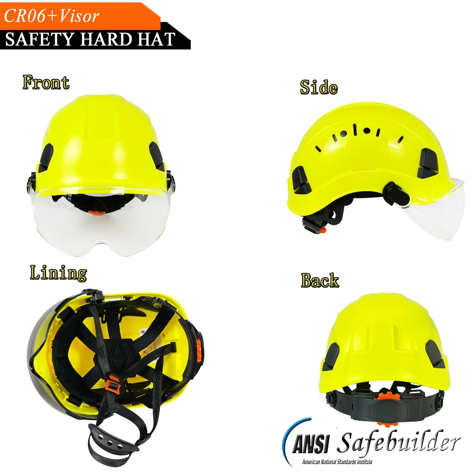 CE helm keselamatan konstruksi dengan kacamata, topi keras ABS pelindung kepala kerja industri