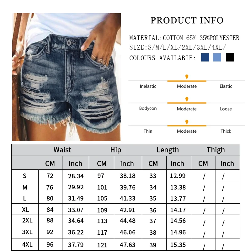 Shorts jeans rasgados de perna larga para mulheres, design fino de borla cintura alta, calças curtas quentes, azul retrô, verão, novo, 2024