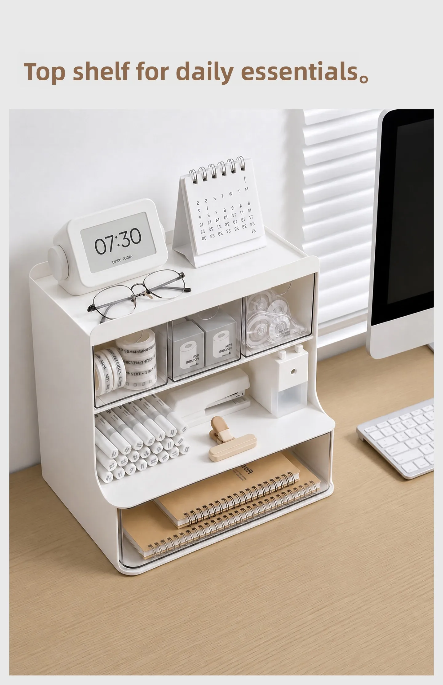 Desktop Drawer-Style Multi-Layer Plastic Organizer for Office & Student Desks — detail 8