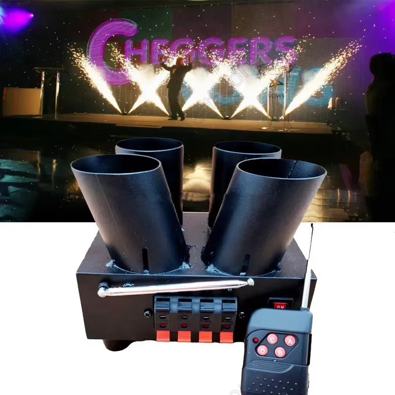 

Cold Indoor Stage Fountain Remote Control 4 Channel Fan Shape Sparkler Wedding Machine Stage Effect Machine