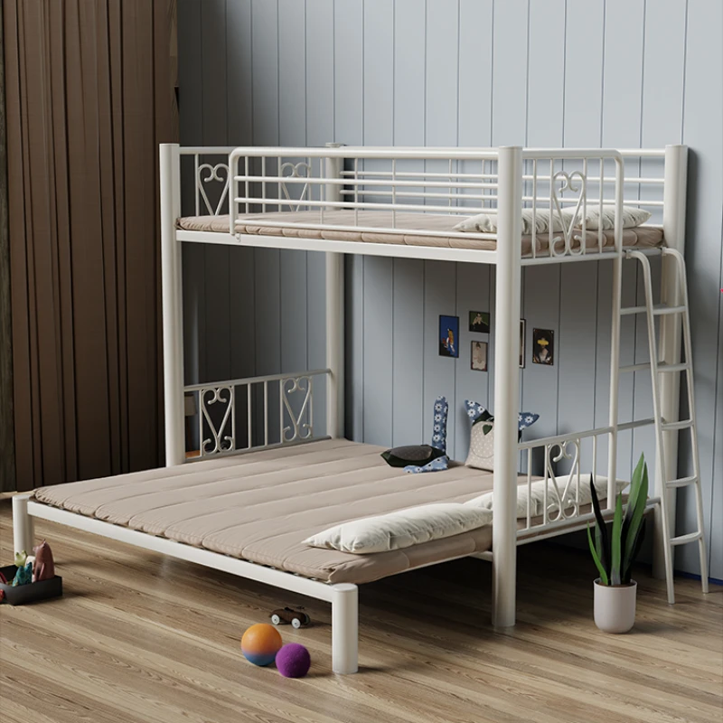 Multi functional adult upper and lower bunk iron bed, mother bed, pull-out small unit, foldable, double-layer telescopic