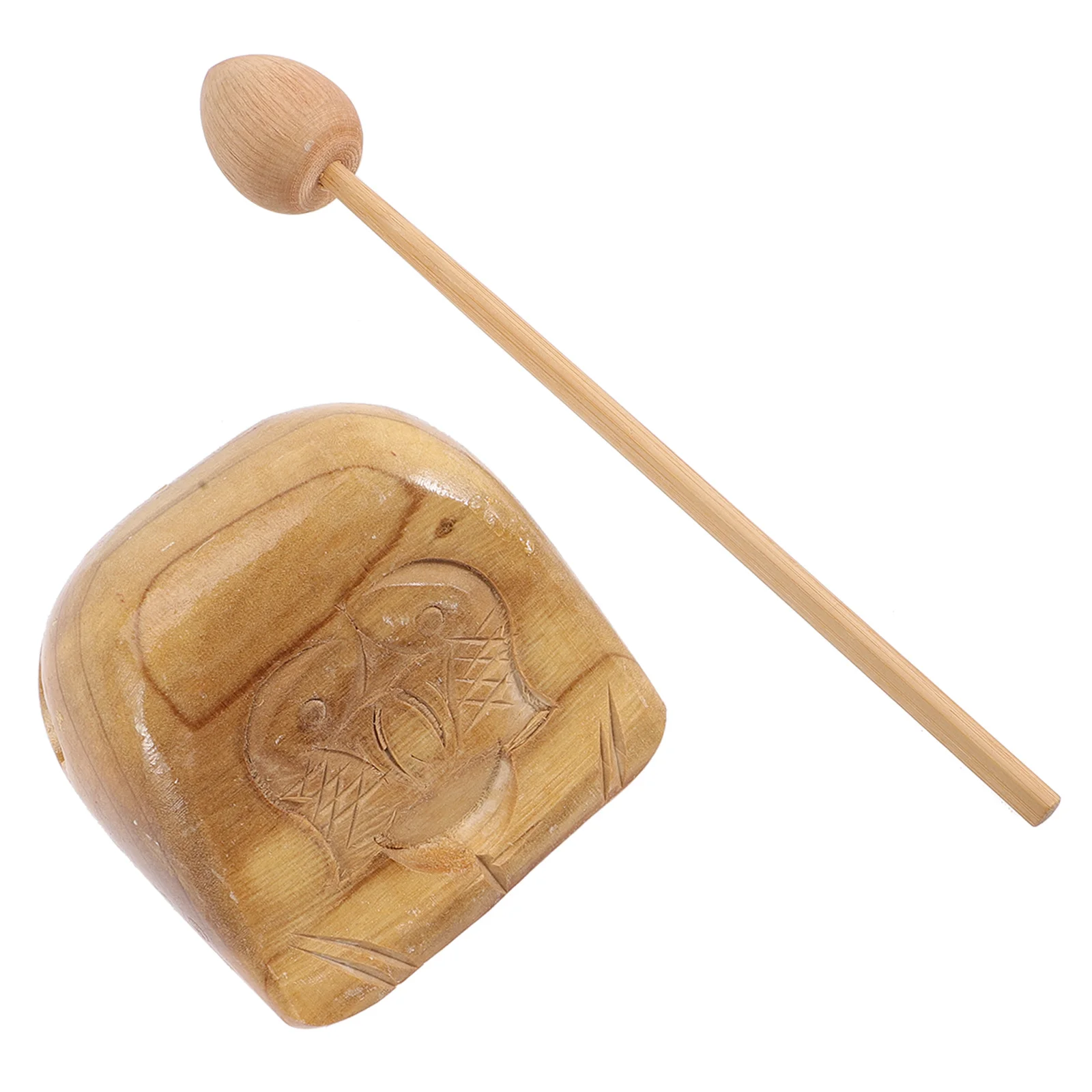 

1 Set Of Double Ring Wooden Fish Buddhist Percussion Instrument Natural Woodblock For Meditation Music Musical