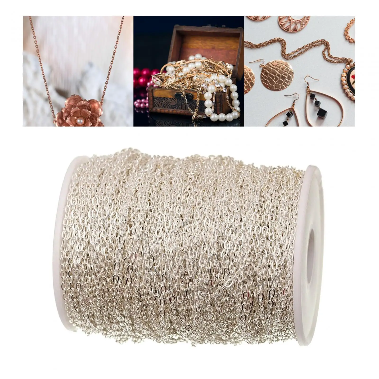 Link Cable Chain Roll Jewelry Extension Chain Necklace Bracelet DIY Accessories for Women Men Crafts