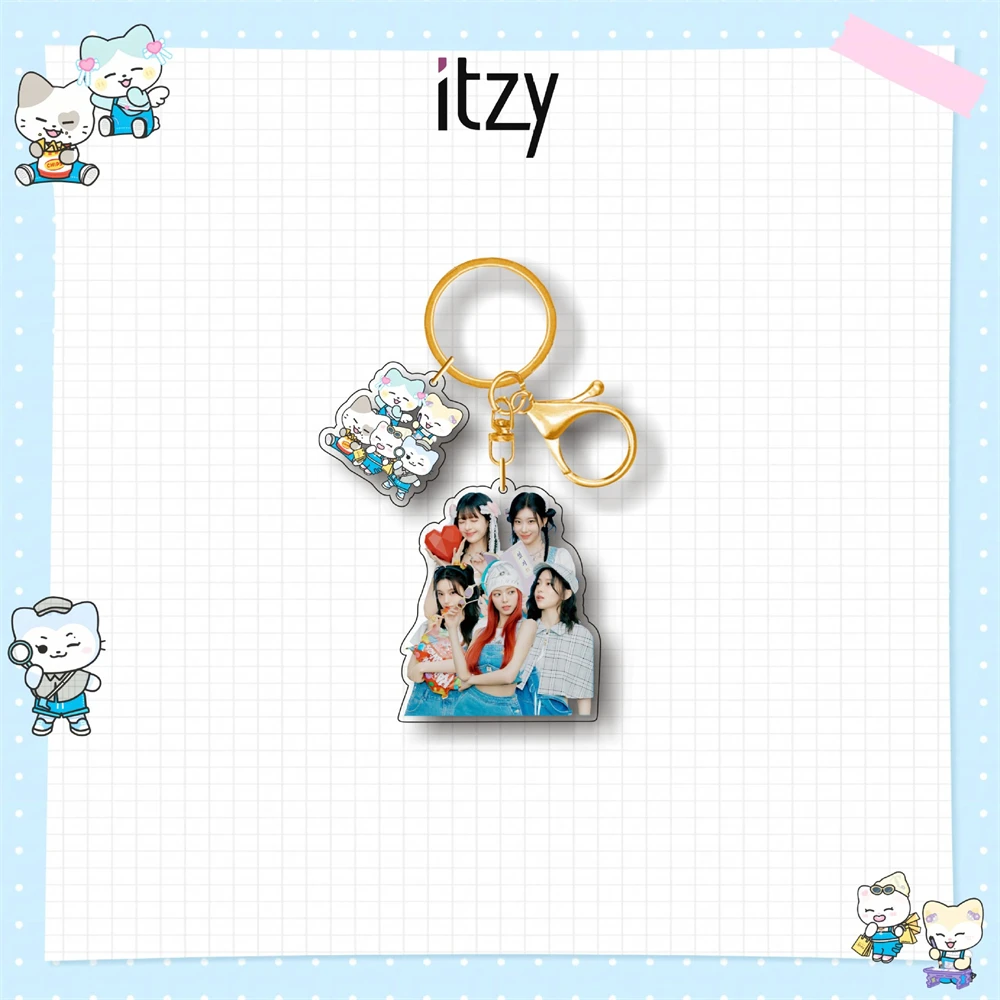 KPOP ITZY Keyring Fashion Acrylic Figure Keychain Pendant Backpack Accessories Yeji Lia Ryujin Yuna Chaeryeong Fans Collect Gift