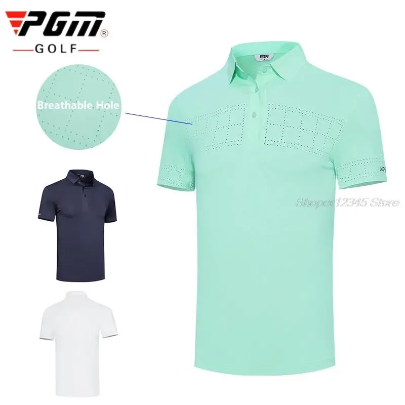 

Pgm Golf Polos Shirts Men Short Sleeve Training T-Shirt Male Breathable Mesh Tops Man Summer Quick-Dry Turn-Down Collar Tees