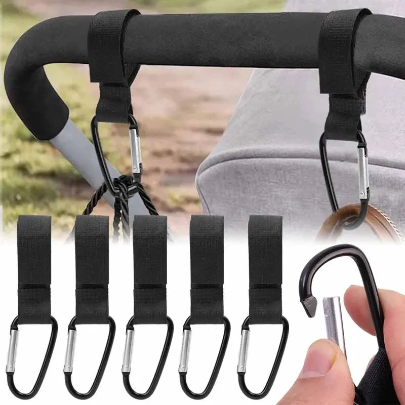 

1/2/3/5pcs Baby Stroller Hook Strollers Accessory Aluminum Alloy Hooks Hook And Loop Fasteners Diaper Bag Hanger Organizer Hook