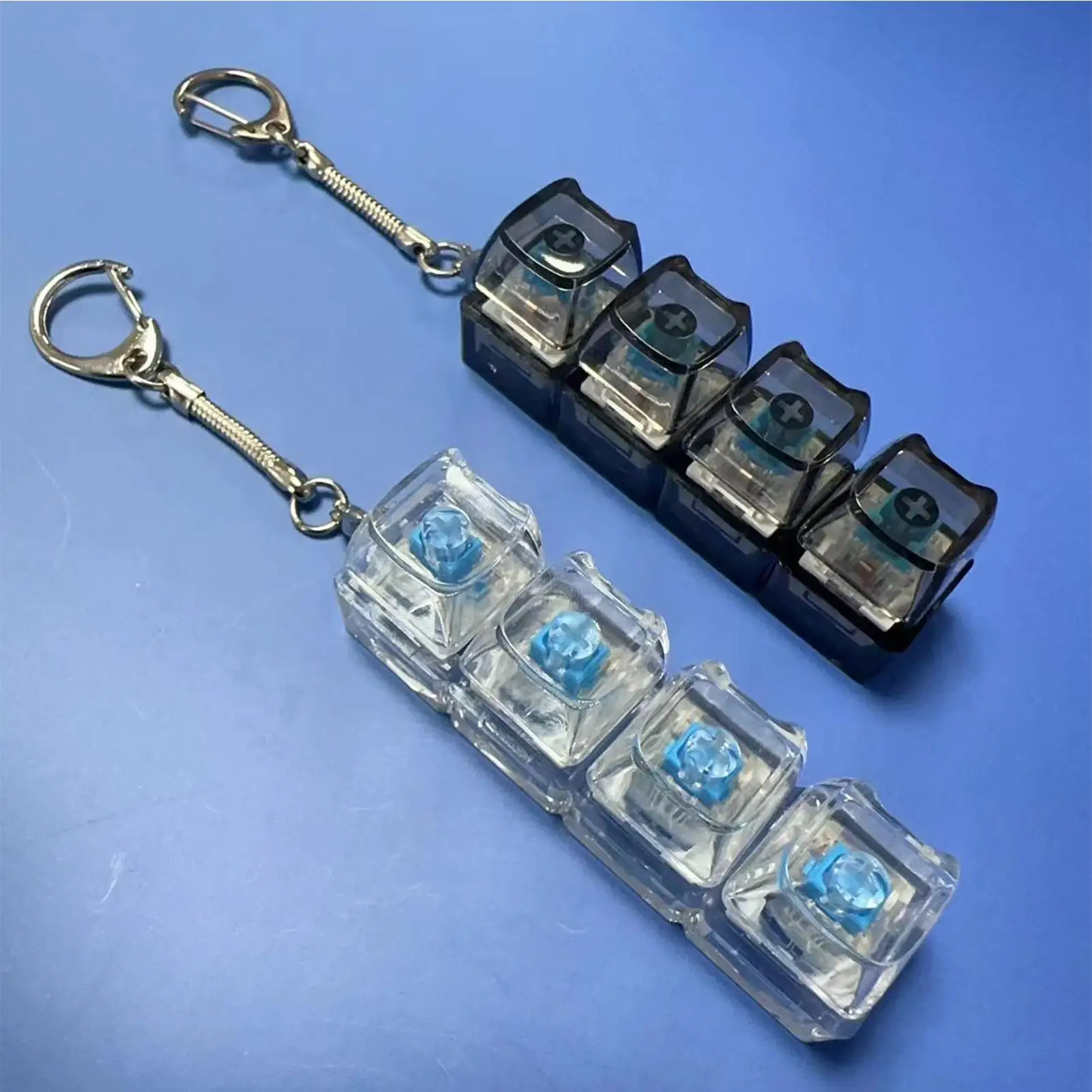 Keyboard Fidget Keychain Sensory Mechanical Button With Light Portable Fidget Toy Keyboard For Stress Relief Students Adults