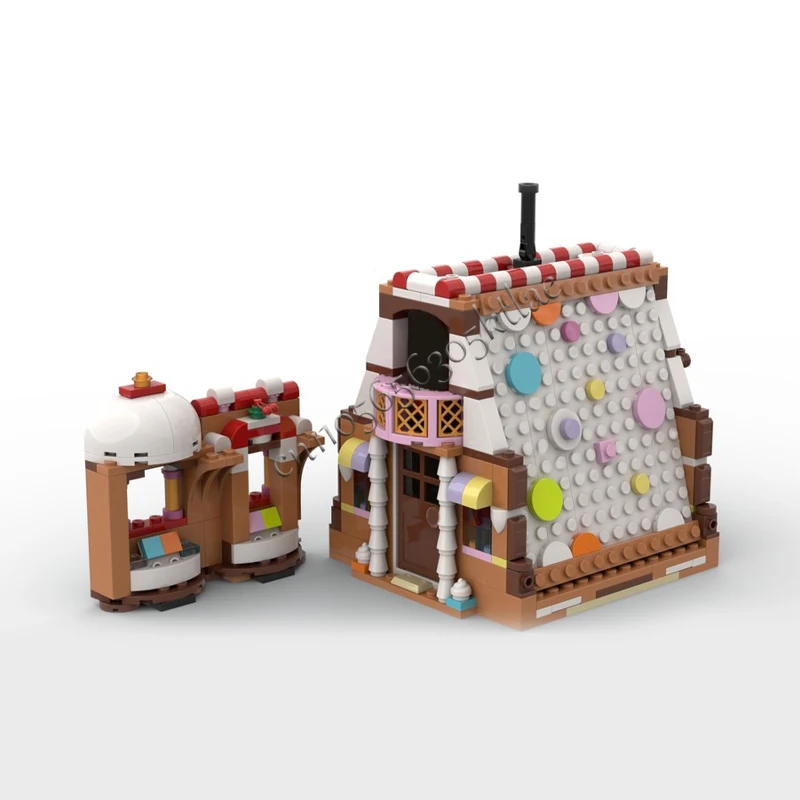 497 PCS MOC Second Floor Balcony Gingerbread House Building Block Model Children Creative Diy Assembly Toys Puzzle Festival Gift #2