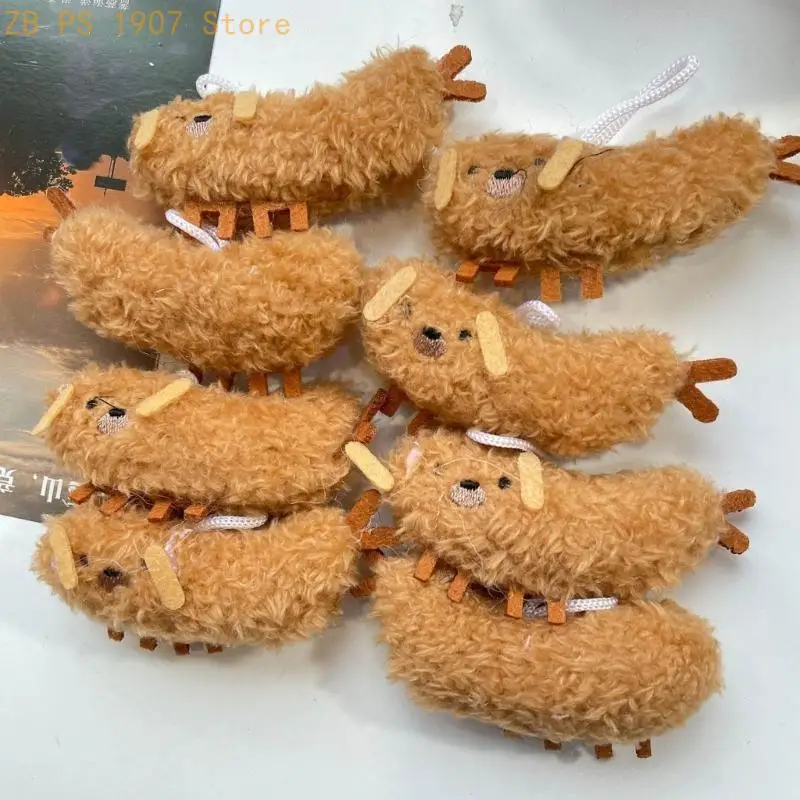 Plush Keychain Cartoon Fried Shrimp Puppy Dolls Keys Chain Backpack Pendant 55KA