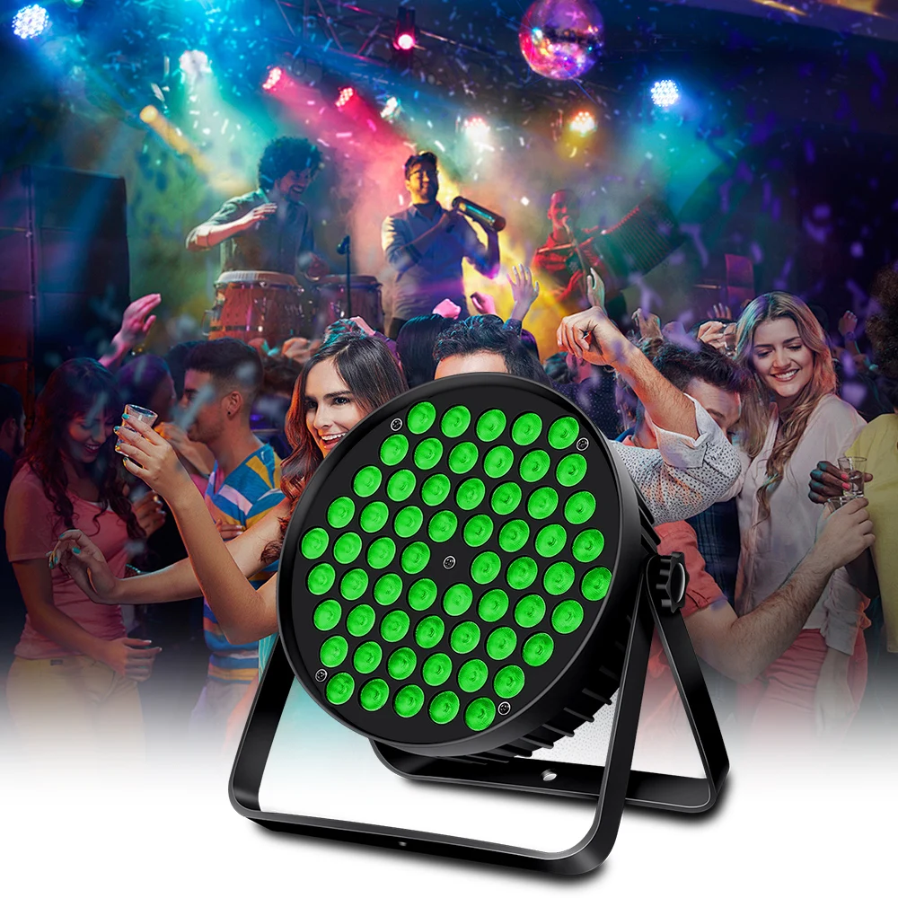 2PCS 60 LED Stage Flat Par Lighting 4IN1 100W UV RGBW DMX512 Effect DJ Disco Party Christmas Bar Club Show Event Lights