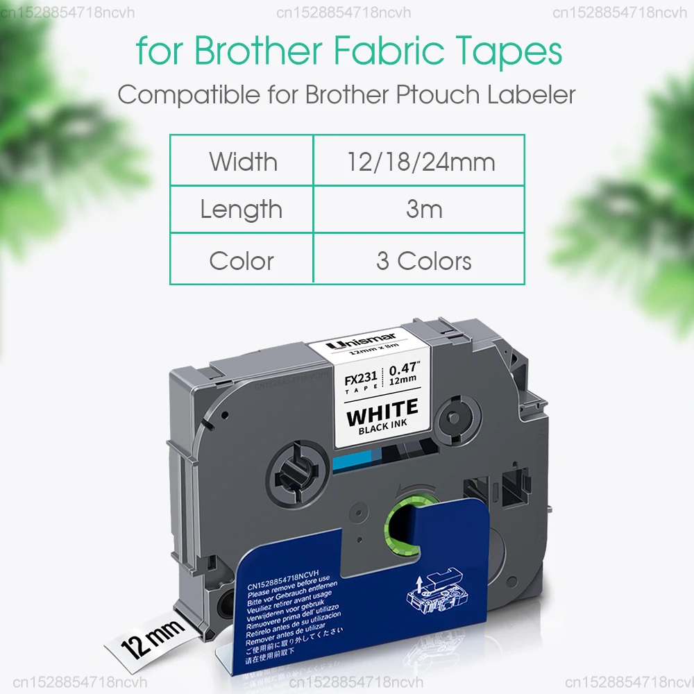 1PCS Fabric Tapes Compatible Brother TZeFA231 TZeFA3 TZe-FA3R Iron on Clothing Labels for Brother P-touch PTH110 Label Printer